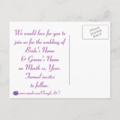 Lila Pumpkin Save the Date Postkarten für Hochzeit (Rückseite)