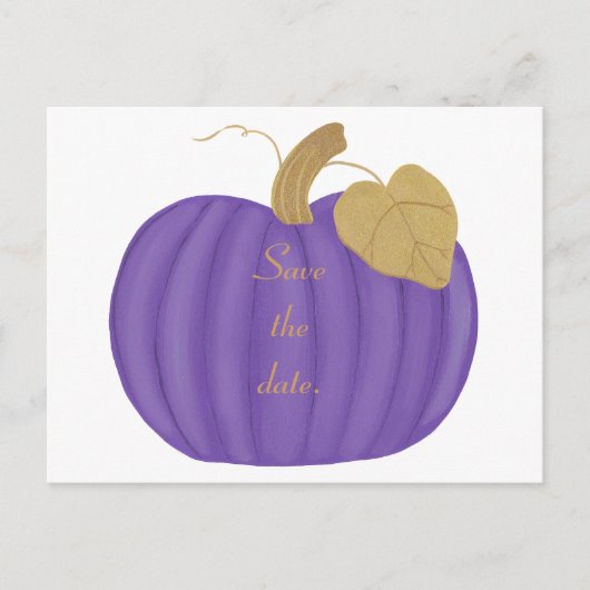Lila Pumpkin Save the Date Postkarten für Hochzeit (Vorderseite)
