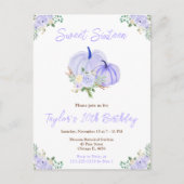 Lila Pumpkins Floral 16 . Geburtstag Postkarte (Vorderseite)