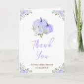 Lila Pumpkins Floral Baby Dusche Dankeskarte (Vorderseite)