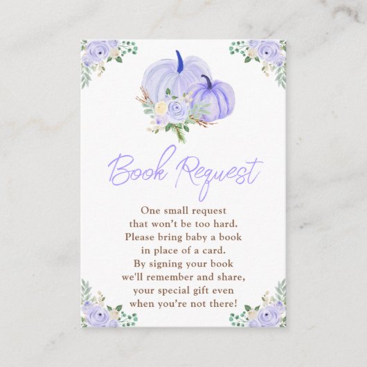 Lila Pumpkins Floral Book Request Begleitkarte (Vorderseite)