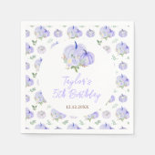 Lila Pumpkins Floral Geburtstagsparty Serviette (Vorderseite)