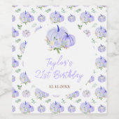 Lila Pumpkins Floral Geburtstagsparty Weinetikett (Einzelnes Label)