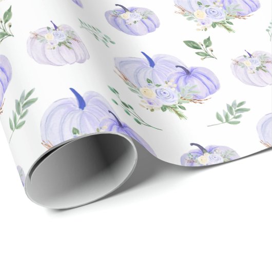 Lila Pumpkins Floral Geschenkpapier (Rolleneckpunkt)