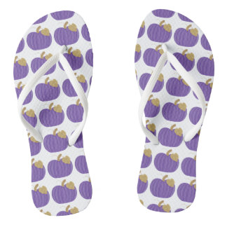 Lila Pumpkins Gold Leaf Muster Herbst FlipFlops Badesandalen