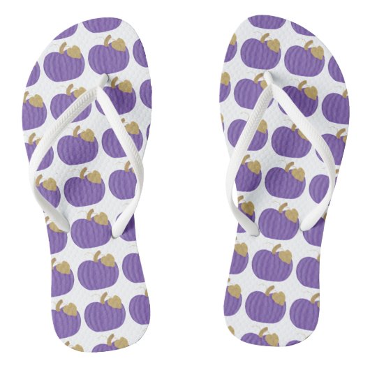Lila Pumpkins Gold Leaf Muster Herbst FlipFlops Badesandalen (Fußbett)