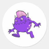 lila Punk-Teufelsfaustmonster Runder Aufkleber (Vorderseite)