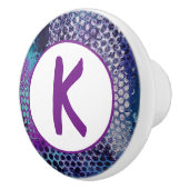 Lila Punkt Abstrakt Monogramm Keramikknauf (Rechts)