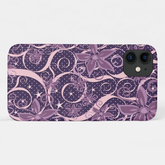 Lila Punkt-Blume Case-Mate iPhone Hülle (Rückseite (Horizontal))