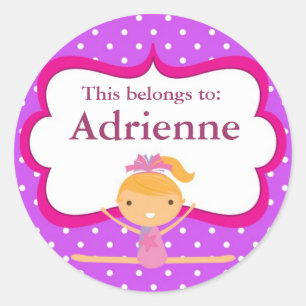 Lila Punkt-Gymnastik zurück zu Schulaufklebern Runder Aufkleber