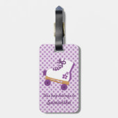 Lila Punkt-Rollen-Skate Gepäckanhänger (Rückseite vertikal)