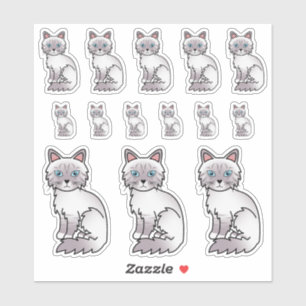 Lila-Punkt-Tabby-Birman/Ragdoll-Süße-Cartoon-Katze Aufkleber