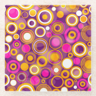 Lila Punkte-Muster Glasuntersetzer
