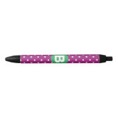 Lila Punkte-Muster Grün Monogramm Kugelschreiber (Vorderseite)