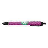 Lila Punkte-Muster Grün Monogramm Kugelschreiber (Unterseite)