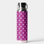 Lila Punkte-Muster Grüne Monogramm Trinkflasche (Rückseite)