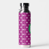 Lila Punkte-Muster Grüne Monogramm Trinkflasche (Rechts)