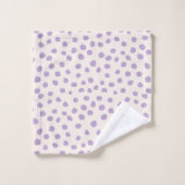 Lila Punkte Preppy moderne Druckstellen Badhandtuch Set (Waschlappen)