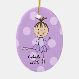 Lila Punkte u. lila Ballerina-Weihnachtsverzierung Keramik Ornament