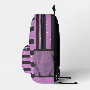 Lila Punkte und Streifen Bedruckter Rucksack