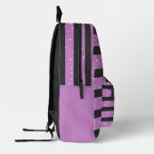Lila Punkte und Streifen Bedruckter Rucksack (Links)