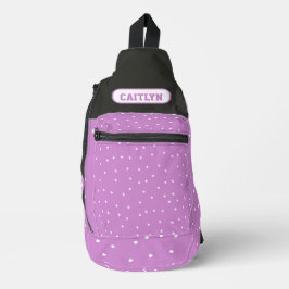 Lila Punkte und Streifen Crossbody Bag