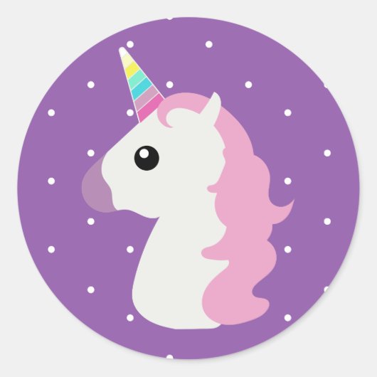 Lila Punkte Unicorns Emoji Stickers (Vorderseite)