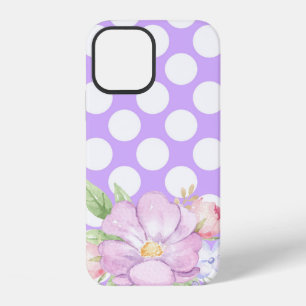 Lila Punkte Wasserfarben Floral Modern iPhone 12 Hülle