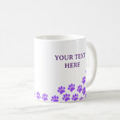 Lila Puppy-Paw-Drucke mit benutzerdefiniertem Text Kaffeetasse (VorderseiteRechts)