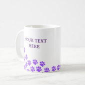 Lila Puppy-Paw-Drucke mit benutzerdefiniertem Text Kaffeetasse (Vorderseite Links)