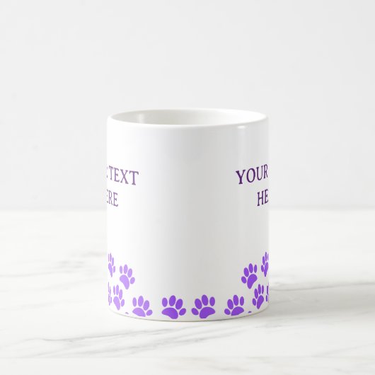 Lila Puppy-Paw-Drucke mit benutzerdefiniertem Text Kaffeetasse (Mittel)