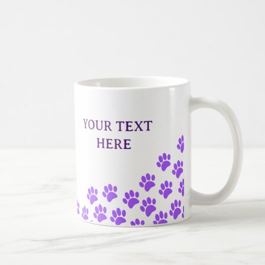 Lila Puppy-Paw-Drucke mit benutzerdefiniertem Text Kaffeetasse (Rechts)