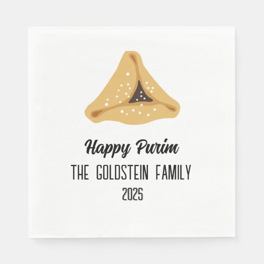 Lila Purim Hamentashen Familienname Serviette (Vorderseite)