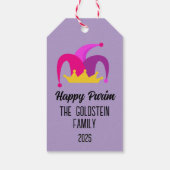Lila Purim Hat Family Name: Fahnen Geschenkanhänger (Rückseite)