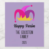 Lila Purim Hat mit Familienname Weinetikett (Einzelnes Label)