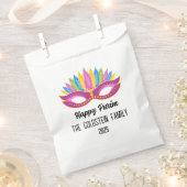 Lila Purim Masquerade Familienname Gefälligkeitsag Geschenktütchen (Ausgeschnitten)