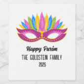 Lila Purim Masquerade Familienname Weinetikett (Einzelnes Label)