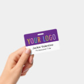 Lila-PVC-Name-Abzeichen Horizontale Logokombinatio Ausweis (Handheld)