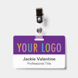 Lila PVC Namensschild Horizontales Logo Personal I Ausweis