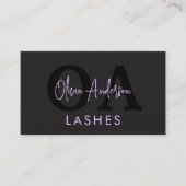 Lila QR-Code Auge Lashes Techniker Schwarz Visitenkarte (Vorderseite)