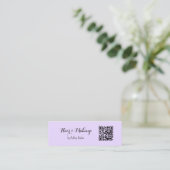 Lila QR Code Beauty Makeup Artist Mini Visitenkarte (Stehend Vorderseite)