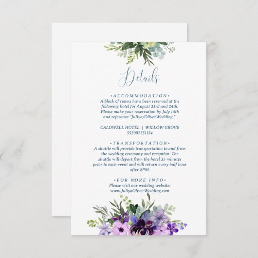 Lila QR-Code Begleitkarte (Vorne/Hinten)