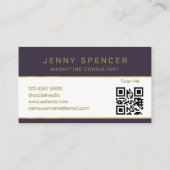 Lila QR-Code Beruflich Visitenkarte (Rückseite)