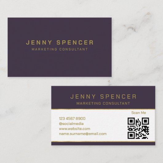 Lila QR-Code Beruflich Visitenkarte (Vorne/Hinten)