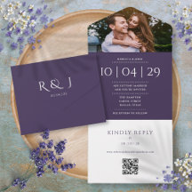 Lila QR-Code-Foto Hochzeitdatum