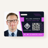 Lila QR-Code Foto-ID-Abzeichen | Unternehmensmitar Ausweis (Vorderseite)