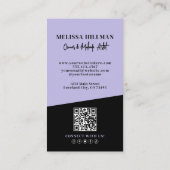 Lila QR-Code Foto Make-up Vertikal Visitenkarte (Rückseite)
