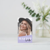 Lila QR-Code Foto Make-up Vertikal Visitenkarte (Stehend Vorderseite)
