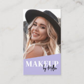 Lila QR-Code Foto Make-up Vertikal Visitenkarte (Vorderseite)