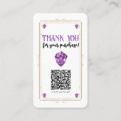 Lila QR-Code für Amethyst Crystal Gold Social Medi Visitenkarte (Vorderseite)